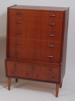 Lot 677 - A 1960s Danish teak chest, having five long...