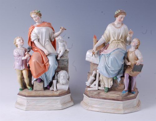 Lot 1030 - A pair of Continental porcelain allegorical...