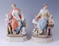Lot 1030 - A pair of Continental porcelain allegorical...