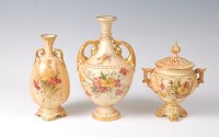 Lot 1033 - A Royal Worcester blush ware pedestal vase,...
