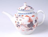 Lot 1052 - A Lowestoft porcelain teapot and cover,...