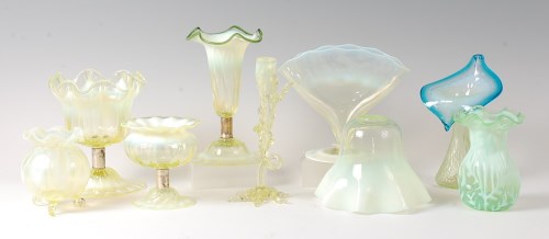 Lot 1062 - A group of Victorian vaseline glassware, to...