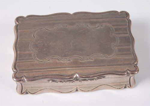 Lot 1072 - A Victorian silver table snuff-box, of shaped...