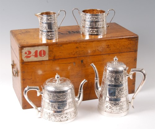 Lot 1100 - A good Victorian silver four-piece tea and...