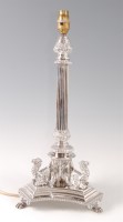Lot 1106 - A Victorian silver plated lamp base by Walker...