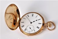 Lot 1129 - An 18ct full hunter pocket watch, the white...