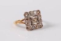Lot 1198 - A diamond plaque ring, the central old...