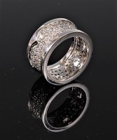 Lot 1215 - An 18ct wide full hoop eternity ring, the 1cm...