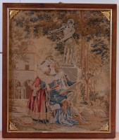 Lot 1235 - A 19th century needlework panel, depicting...