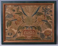 Lot 1237 - A late 17th century embroidered silk and...
