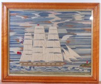 Lot 1238 - A Victorian sailors woolwork picture depicting...