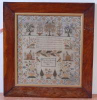 Lot 1242 - A William IV needlework, verse and picture...