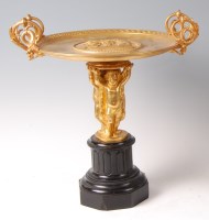 Lot 1251 - A circa 1900 French gilt bronze figural tazza,...