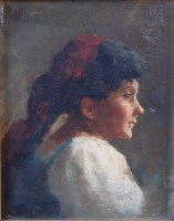 Lot 1351 - M Newton - Profile portrait of Maria Gionetti...