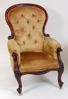 Lot 1440 - A Victorian mahogany framed spoonback armchair,...