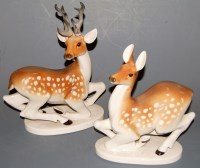 Lot 8 - A pair of Lomonosov porcelain models of a deer...