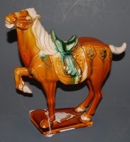 Lot 46 - A modern Chinese green and brown glazed figure...