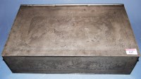 Lot 143 - A 19th century Chinese pewter deed box, of...