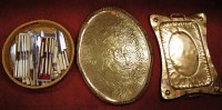 Lot 182 - An Arts & Crafts brass twin handled tray, of...