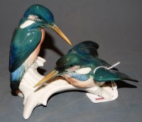 Lot 216 - A Karl Ens porcelain group of kingfishers upon...