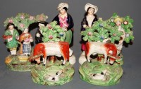 Lot 217 - Staffordshire figure groups, to include a...