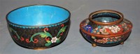 Lot 219 - A small cloisonné enamel footed bowl; together...
