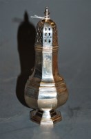 Lot 273 - A silver pedestal lighthouse sugar caster, in...
