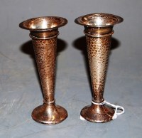 Lot 281 - A pair of hammered silver trumpet form...