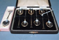 Lot 285 - A cased set of six silver coffee spoons, maker...