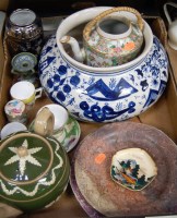 Lot 61 - A box of miscellaneous china to include 19th...