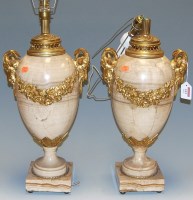 Lot 103 - A pair of contemporary veined marble and gilt...