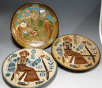 Lot 113 - A Russian pottery charger, sgraffito decorated...