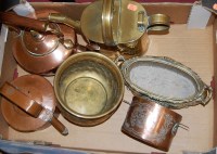 Lot 151 - A box of miscellaneous metalware, to include;...
