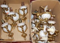Lot 153 - A collection of brass and porcelain mounted...
