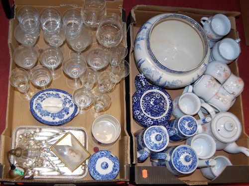 Lot 168 - Two boxes of miscellaneous china and glassware,...