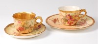 Lot 170 - A Royal Worcester blush ware tea cup and...