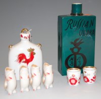 Lot 191 - A Lomonosov of Russia porcelain liquor set...