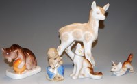 Lot 192 - A Dulevo porcelain fawn, together with other...