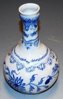Lot 199 - 18th century English Delft bottle vase...