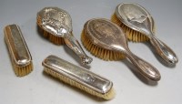Lot 226 - Five various silver backed hair and clothes...