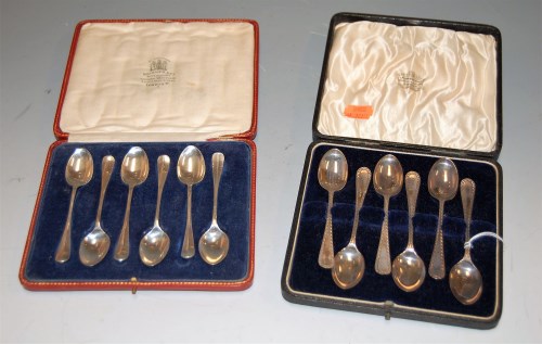 Lot 246 - A cased set of six silver teaspoons, having...