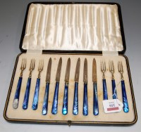 Lot 255 - A cased set of six silver bladed dessert...
