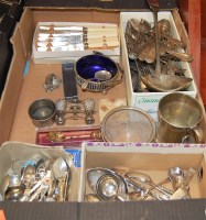 Lot 258 - A box of miscellaneous silver plated wares, to...