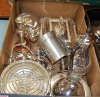Lot 260 - A box of miscellaneous silver plated wares, to...