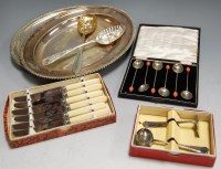 Lot 261 - A box of miscellaneous silver plated wares, to...