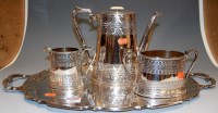 Lot 262 - A silver plated three-piece coffee service, in...