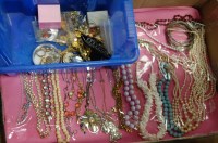 Lot 372 - Two boxes of miscellaneous costume jewellery...