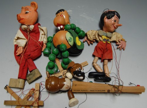 Lot 433 - A Pelham Pinocchio puppet, together with three...