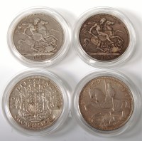Lot 2037 - Great Britain, four silver crowns, comprising;...