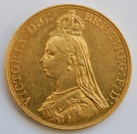 Lot 2103 - Great Britain, 1887 gold five pound coin,...